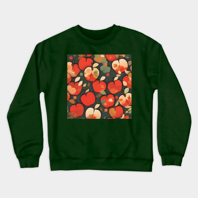 Chiyogami Red Apples Pattern Crewneck Sweatshirt by craftydesigns